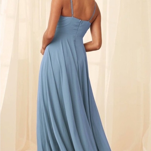 Lulus All About Love Slate Blue Maxi Dress Sz Small - Picture 2 of 4